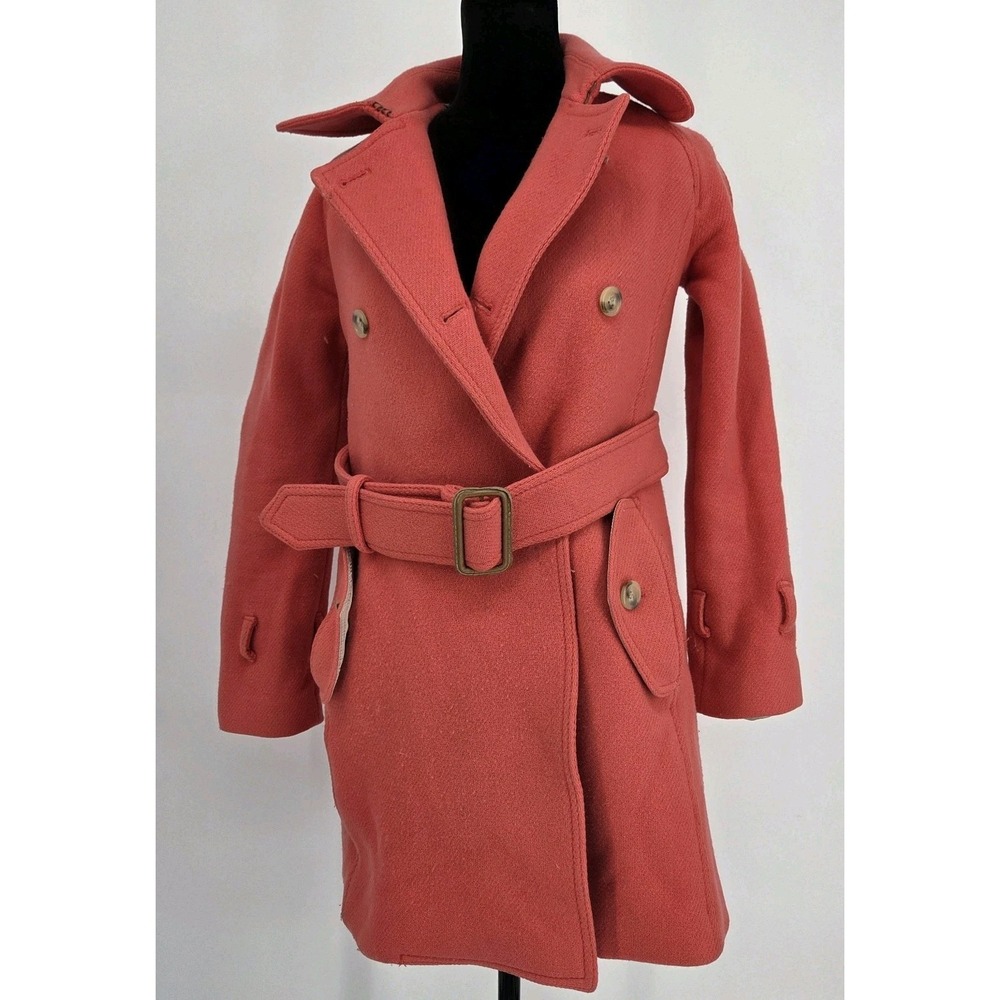 J Crew Nello Gori Women's Coat 0 Coral Stadium Cloth Wool Belted